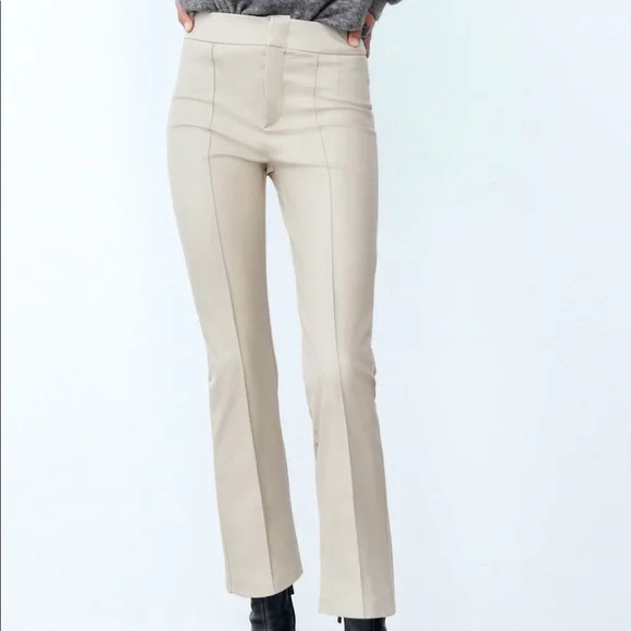 Zara Pants Jumpsuits Zara Vegan Leather Mini Flare Leggings